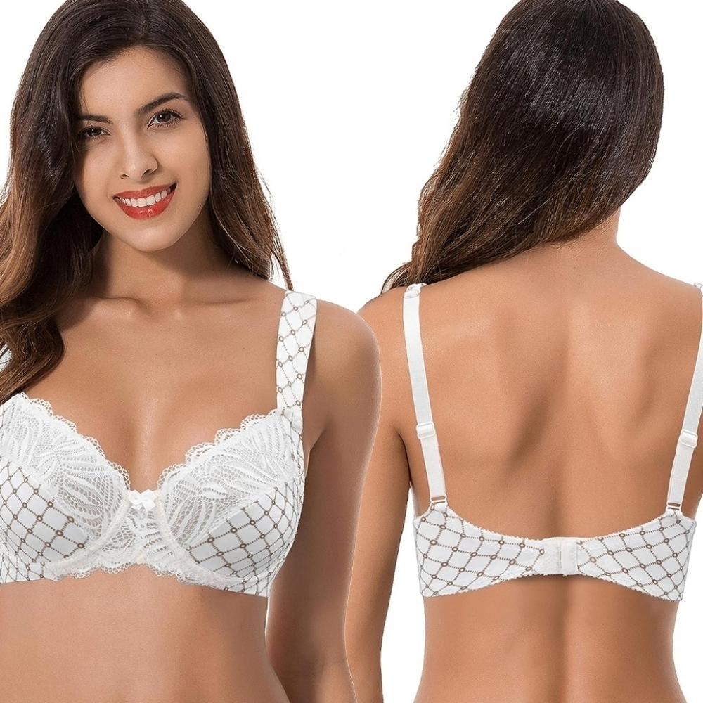 Curve‎ Muse Underwire Unlined White Geometric Printed Bra 34DDD NWT